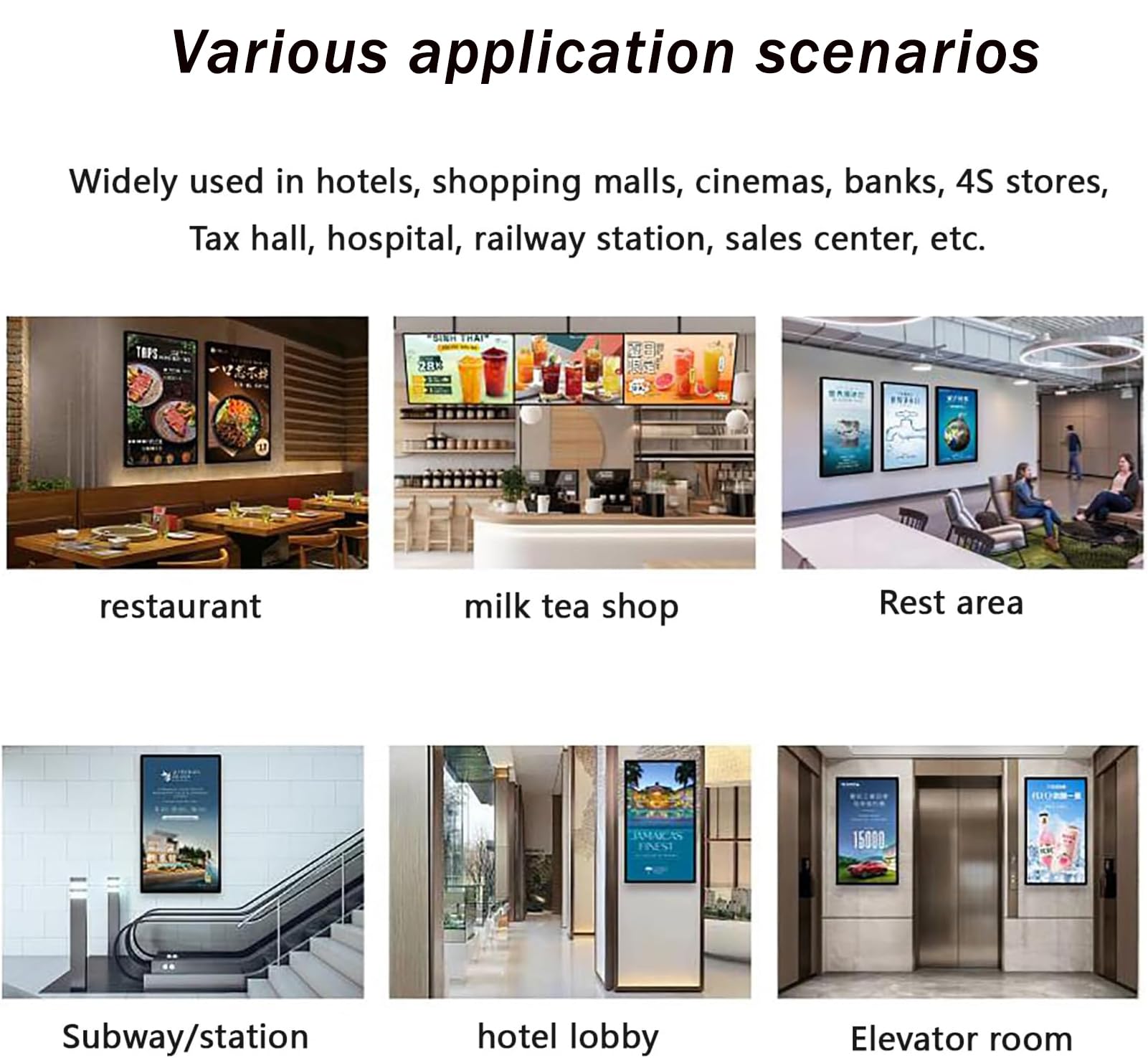 Display interattivo per segnaletica digitale, schermo pubblicitario da parete 1920x1080p, Wi-Fi Smart Split, ultrasottile per centri commerciali, opzioni da 21,5 a 43 pollici