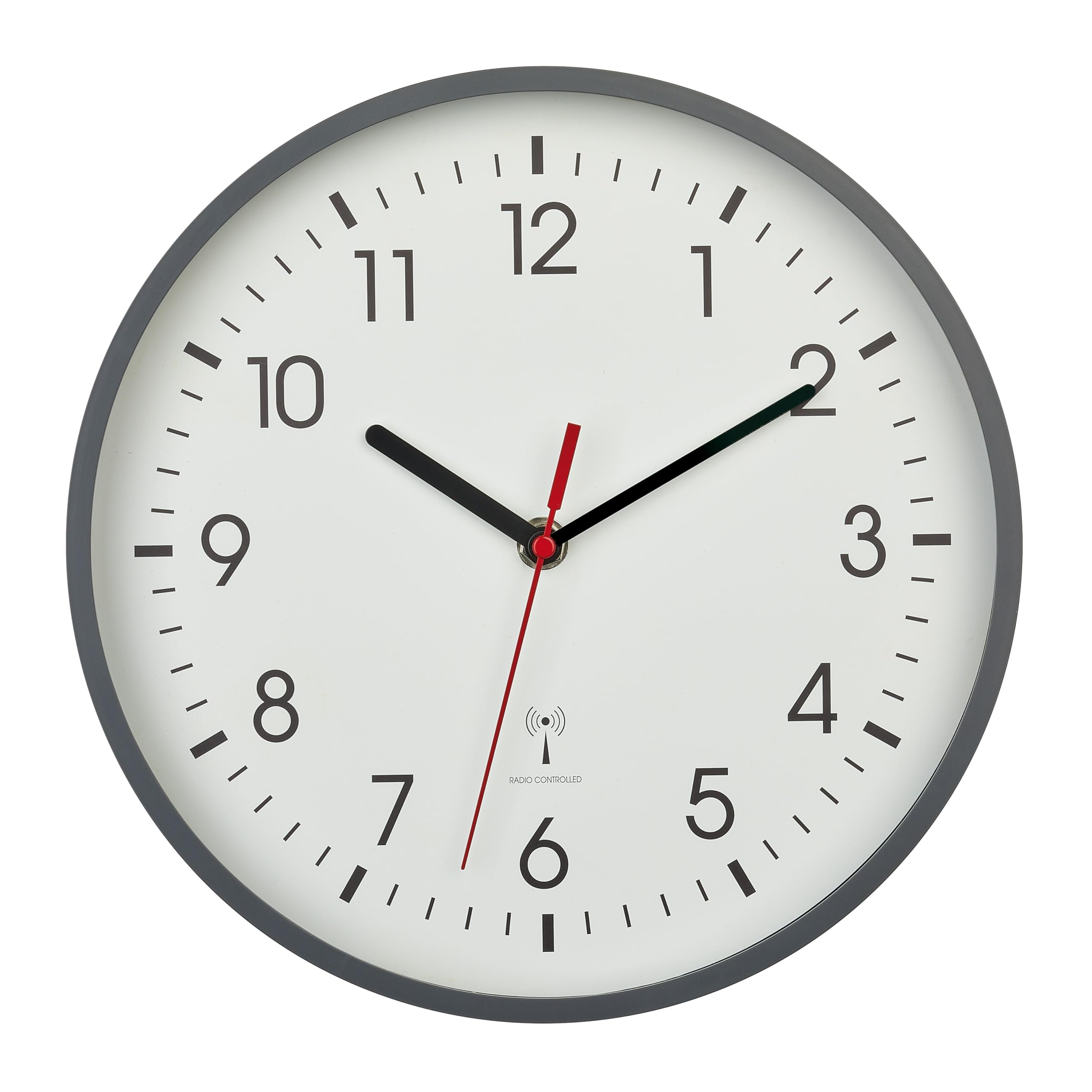 TFA Dostmann Orologio da parete analogico radiocontrollato 60.3550.10 di alta precisione, elegante, analogico, copertura in vetro, per ufficio, casa, regalo, 245 x 42 x 245 mm, grigio