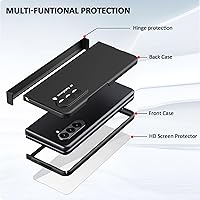 Vista 4 de Funda diseñada para Samsung Galaxy Z Fold 5 con protección de bisagra, funda rígida ultrafina de PC Fold 5 con protector de pantalla frontal, funda