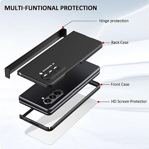 Miniatura 4 de Funda diseñada para Samsung Galaxy Z Fold 5 con protección de bisagra, funda rígida ultrafina de PC Fold 5 con protector de pantalla frontal, funda