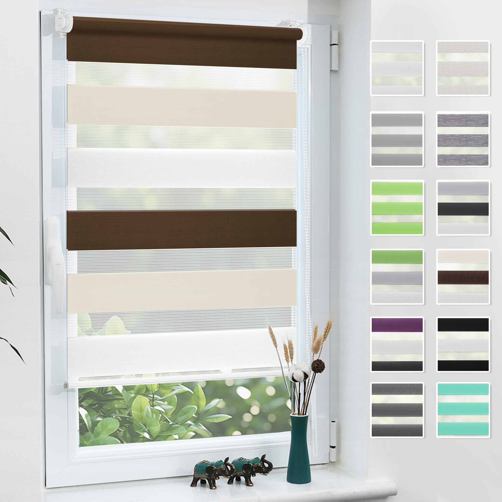Doppelrollo Klemmfix ohne Bohren, Rollos für Fenster ohne Bohren