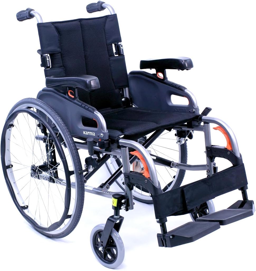 KarmanHealthcare Ultra Lightweight Adjustable Wheelchair, Diamond Black, 16"x16"