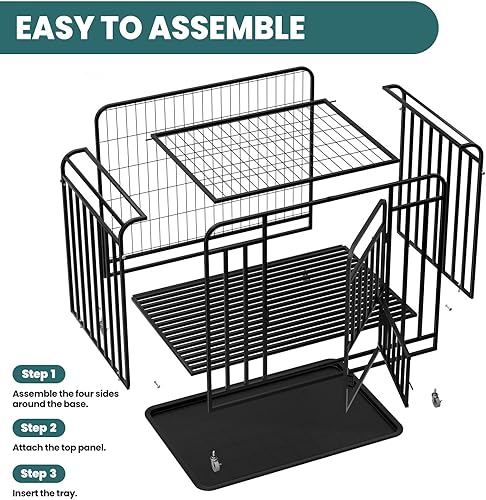 Miniatura 4 de 42 Inch Easy Clean Dog Crate, Escape-Proof Indoor Kennel with Removable Divider, Lockable Wheels & Double Door Entry