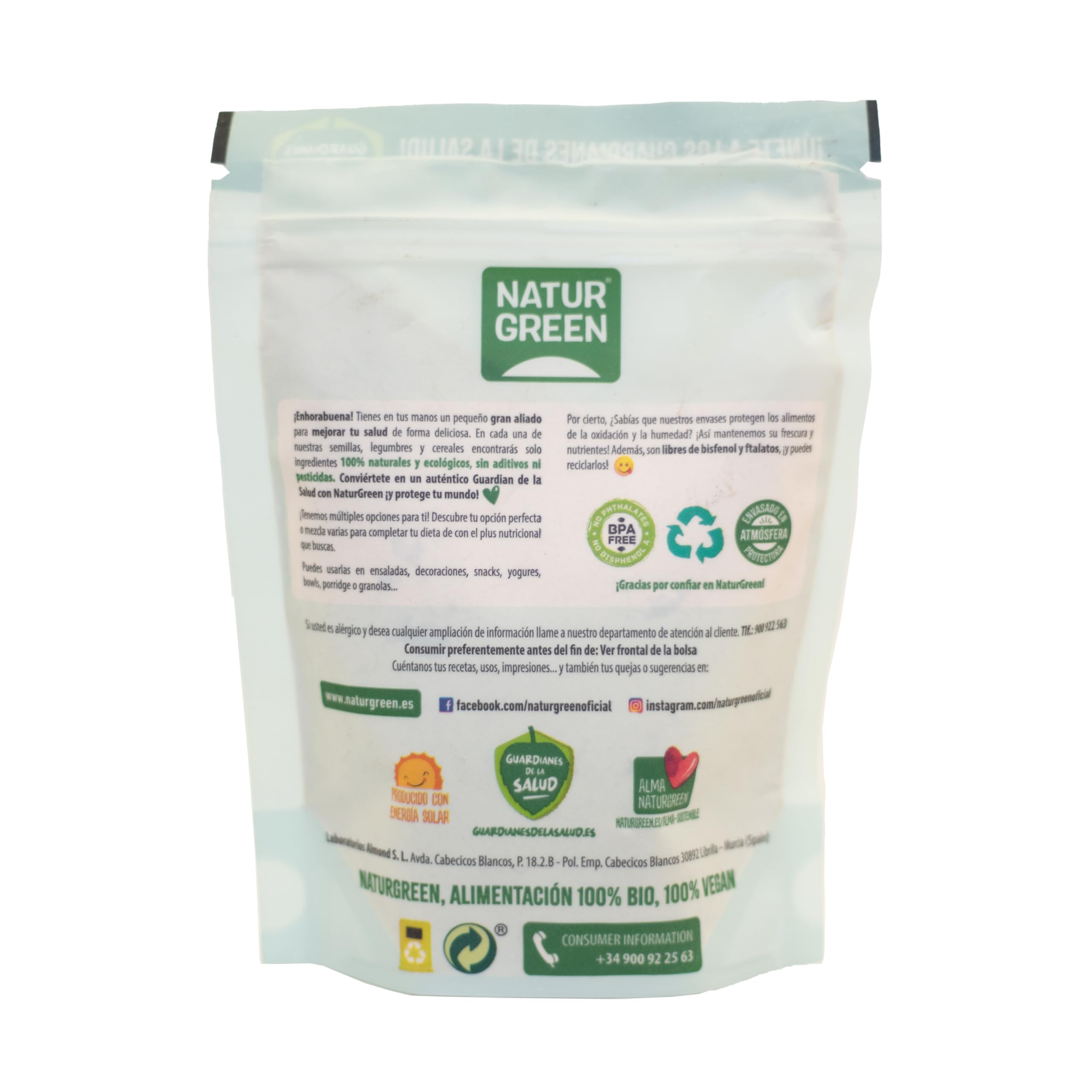 NaturGreen - Harina de Dátiles Bio, Pack 9 x 200 g, 100% Natural, Fuente de Proteínas y Fibra, Sin Gluten, Ideal para Repostería y Mezclas Keto