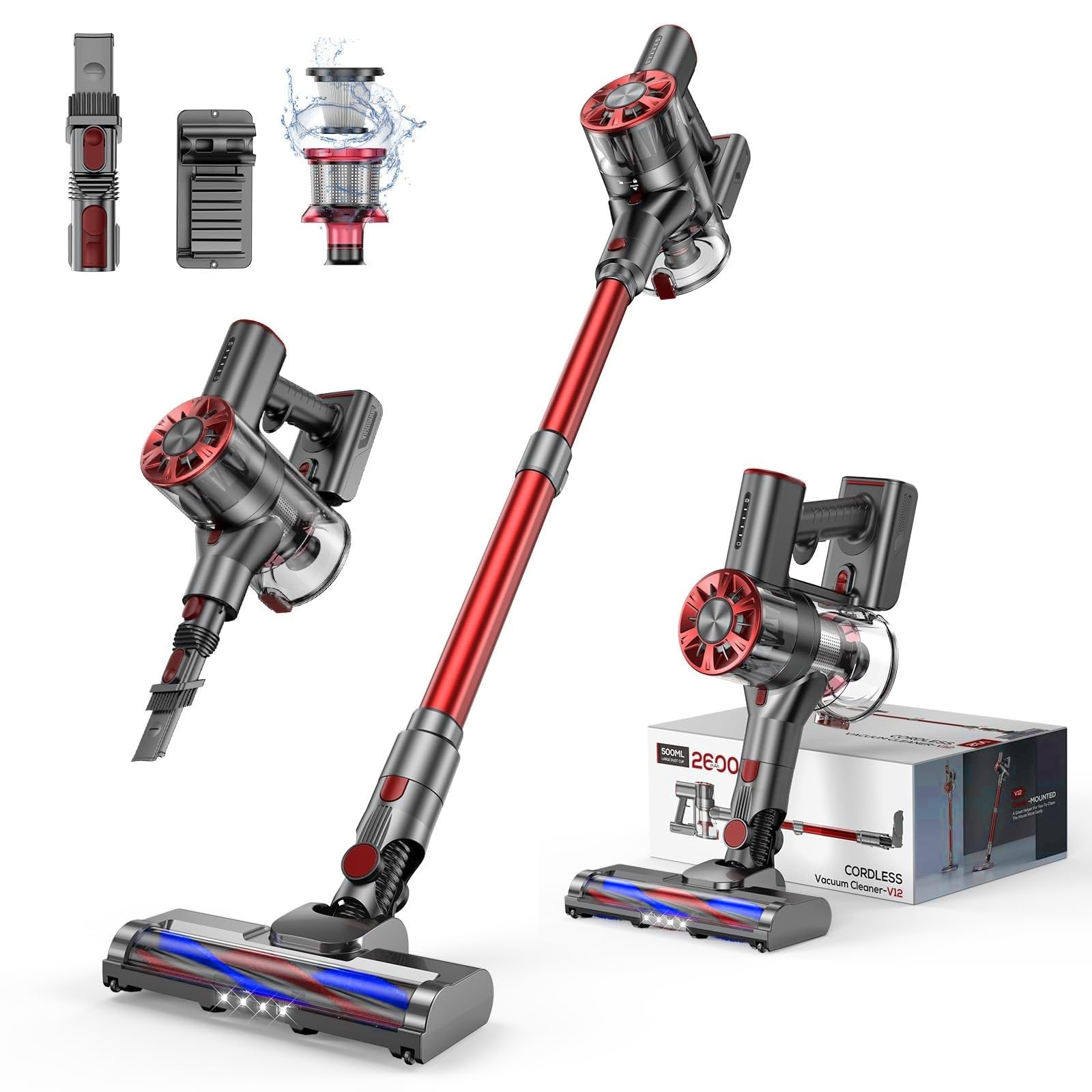 Cordless Vacuum Cleaner for Home 80 000PRM Powerful 4 in 1 Lightweight Stick Vacuum with 2 Adjustable Suctions