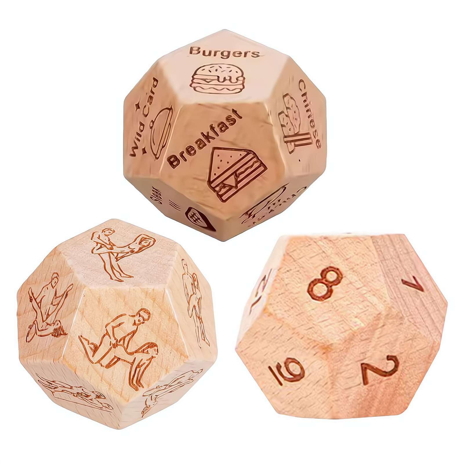 Set di Dadi per Serata Romantica di Coppia - Set di Dadi in Legno a 12 Faccia, Regali Romantici per Anniversario e San Valentino per Moglie, Marito, Lui o Lei (stile B) (stile B)