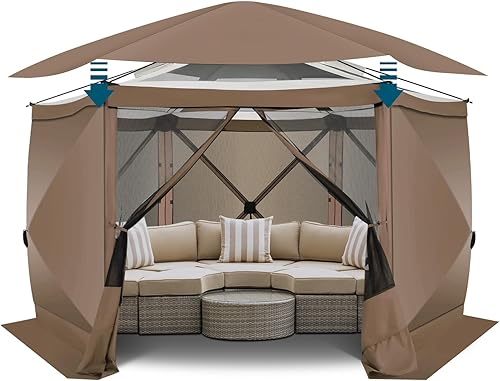 Miniatura 16 de COBIZI Tienda de campaña de 10 x 10 pies para camping, toldo de camping desplegable con paredes laterales, tienda de campaña portátil para