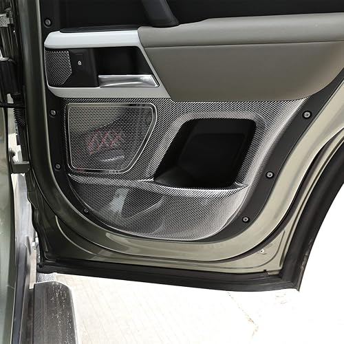 Miniatura 4 de CHEYA puerta interior del coche anti Kick Panel cubierta TRIM para Land Rover Defender 2020 2021 (estilo fibra de carbono)