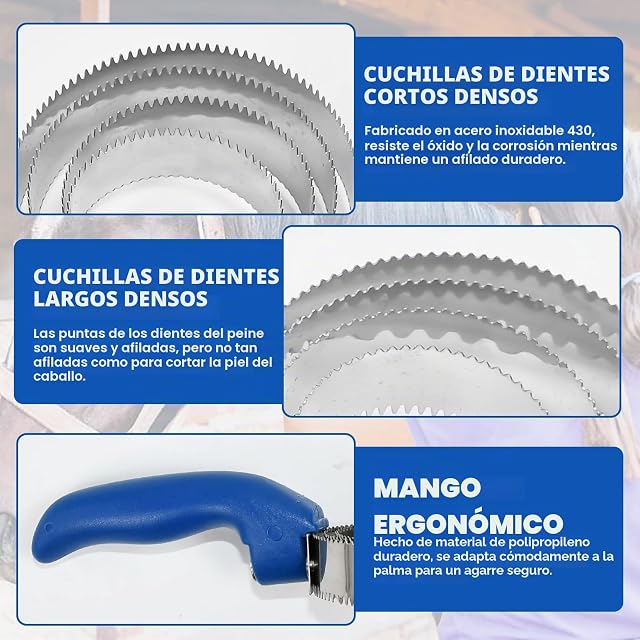Foto 3 de 8 de Zuxbolf 2 Cepillos Rascadores para Caballos Cepillo para Quitar Pelo Muerto