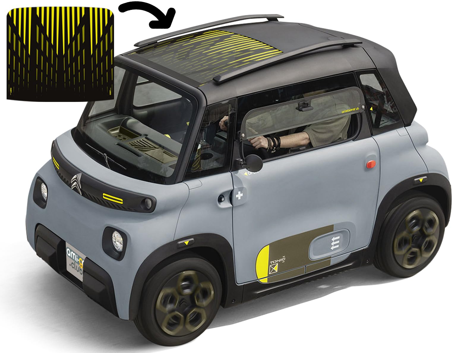 Copertura tetto Rocks-e o Amico TONIC - Special tetto vetrato, visiera parasole compatibile con Citroen AMI e Opel Rocks-e