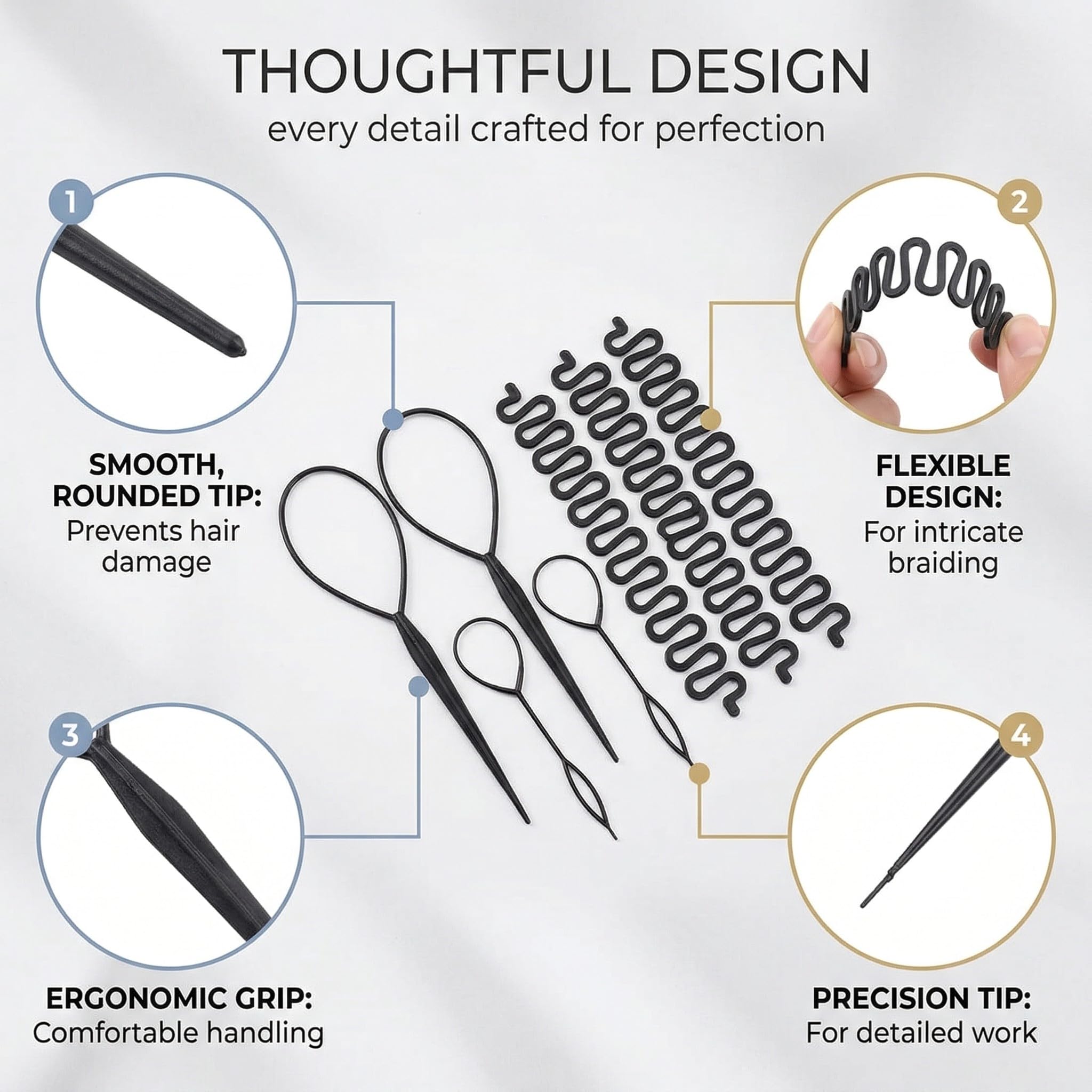 8 strumenti per trecce da donna, strumenti per trecce francesi millepiedi,strumento per chignon fermagli per acconciature francesi
