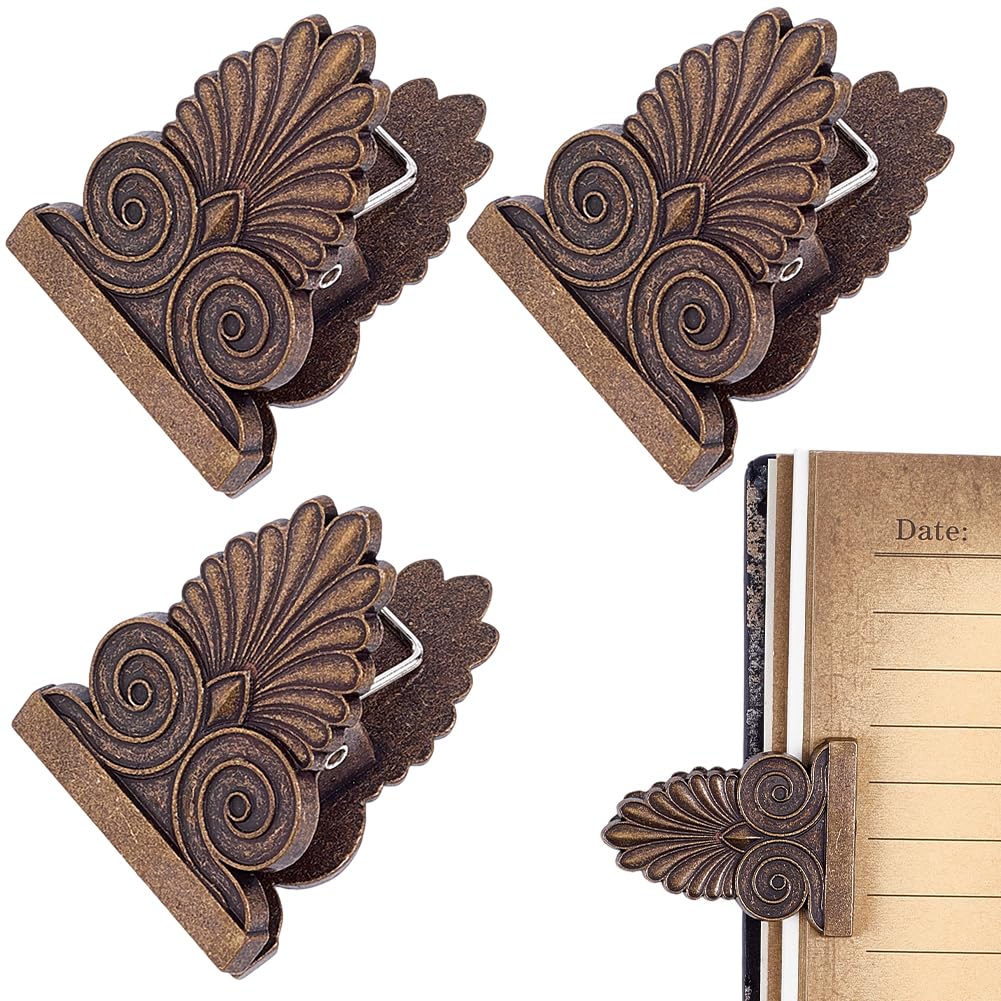 CRASPIRE 3Pcs Leaf Metal Book Clip Vintage Journal Notebook Clip Travelers Planner Page Holder Alloy Decorative Binder Holders TN Accessories for Art Journaling Reading Decoration School Office
