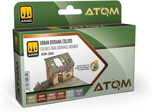 Mig Jimenez AMMO by Atom Ensemble de couleurs pour dioramas urbains de peintures acryliques – 6 couleurs haute durabilité | séchage rapide, non toxique et auto-nivelant | Modèle ATOM-20851 - 1