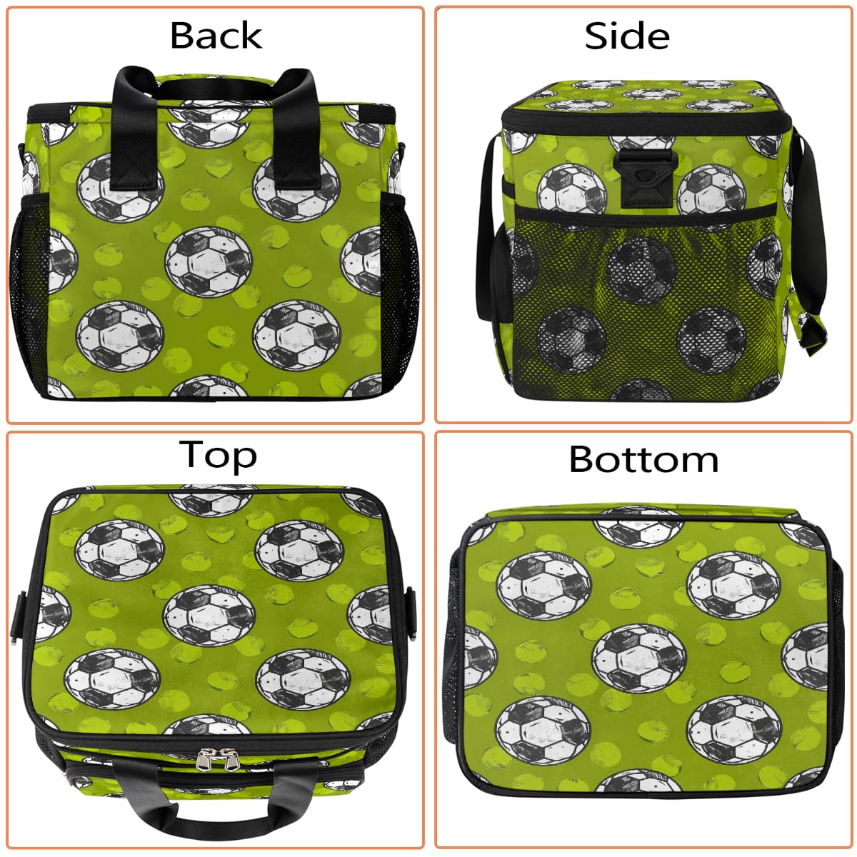 Mexpekil Borsa termica per il pranzo riutilizzabile a prova di perdite, verde, per picnic, picnic, sport, palloni da calcio, borsa termica per donne, uomini, lavoro, campeggio, spiaggia, ufficio, 24