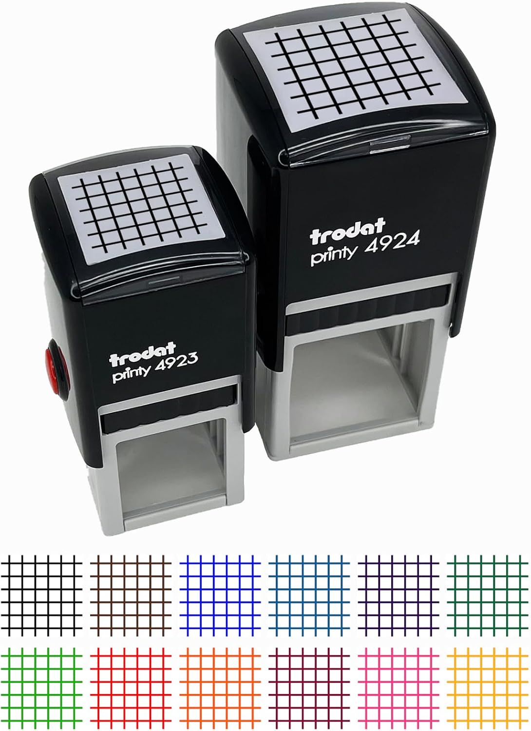 Grid Lines Self-Inking Rubber Stamp Ink Stamper - 1-1/2 Inch Large - Black Ink