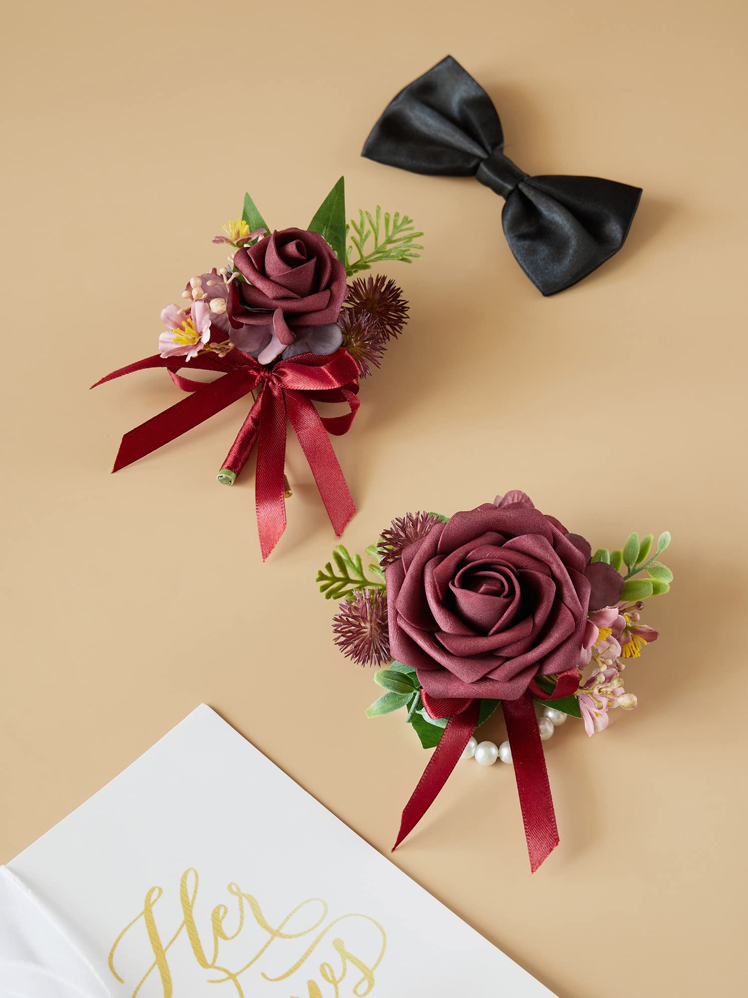 Chunky Flower Brooches For Women - Red Rose Chiffon Corsage Pins For Weddings