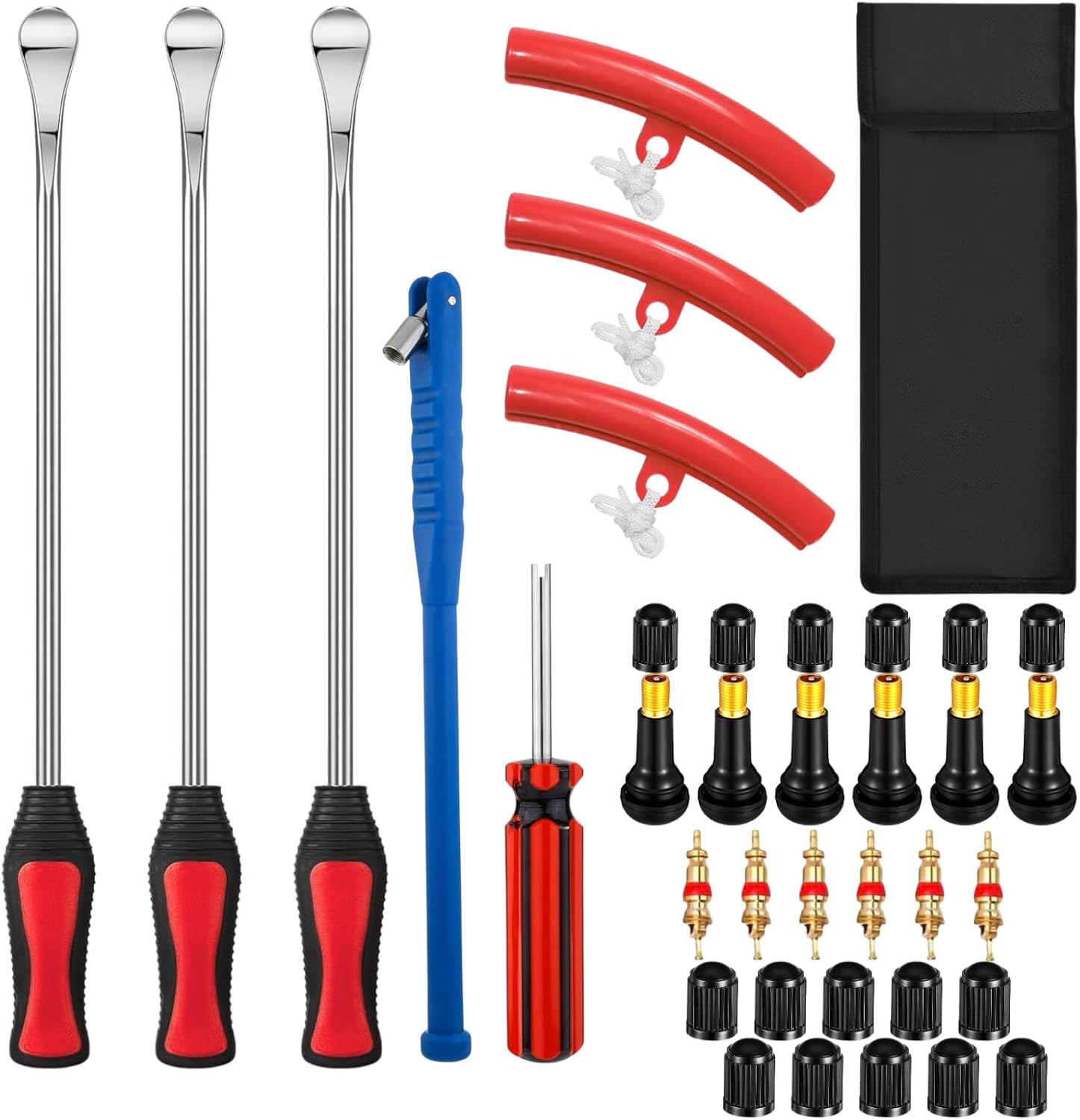 31 Stück Reifenheber Fahrrad Reifenmontierhebel und Montiereisen Motorrad Reifenmontiergerät Reifenwechsel Werkzeug Set Reifenheber Werkzeug Löffel Felgenschutz Tool Kit Reifen Montiereisen