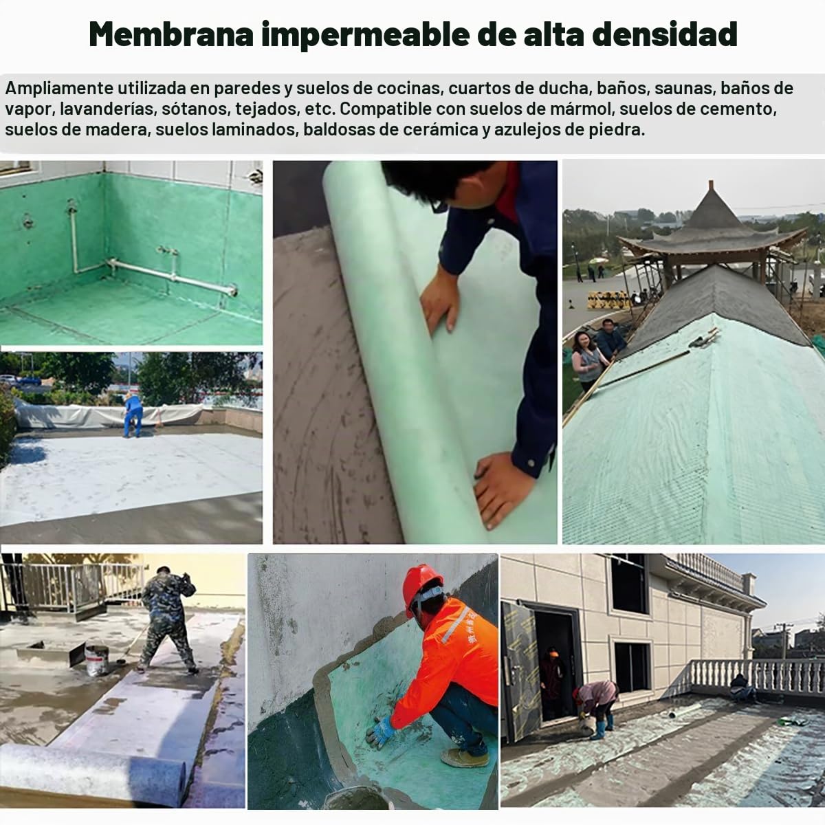 Tamaño Grande Lámina Impermeable Ducha para Baño Membrana Impermeabilizante Cinta Selladora para Zonas Húmedas para Baño, Ducha, Terrazas Balcón(Size:1.15x50m(3.7x164ft),Color:Verde)