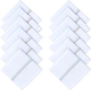 Caslino - 100% Cotton Handkerchiefs for Men, Large Size Rumal for Man, White & Multicolor Stripes Napkins Price In India