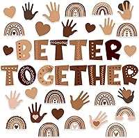 Vista 1 de Decoraciones para Tablón de Anuncios de Diversidad Recortes Better Together Corazón de Arcoíris Boho Mentalidad de Crecimiento Tablón de Anuncios