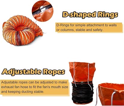 6ft PVC Flexible Ducting Hose for Fan 6 8 10 12 14 16 18 20 26 28 31, Portable Retractable Exhaust Vent Hose for Ventilation(ID 200mm(7 4/5))