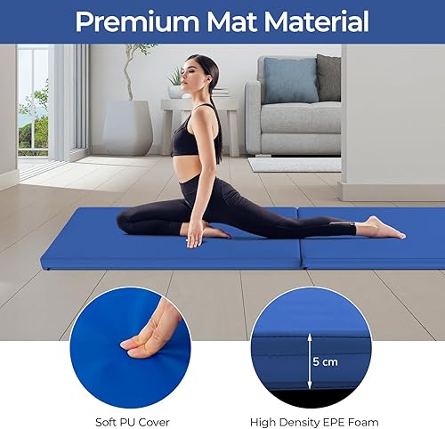 Miniatura 3 de Giantex Tapete de gimnasia de 6 x 2 x 1.6 pulgadas, panel plegable grueso para gimnasio, yoga, ejercicio con cierres de velcro