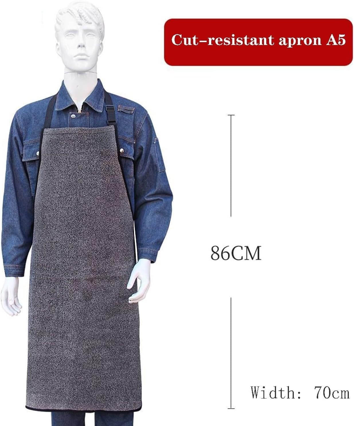 Delantal De Seguridad Para Carnicero, Ropa Resistente A Cortes, Delantal De Trabajo Protector, Resistente Al Desgaste Y A Las Puñaladas,Ropa Anticorte Resistente A Cortes,Ajustable A5(70x86CM)