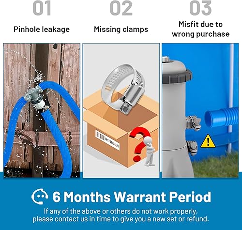 Miniatura 2 de Manguera de repuesto para bomba de piscina, 1.25 x 41 pulgadas para compatible con la bomba de filtro Intex 607, 637 y 1.260in, las piscinas sobre