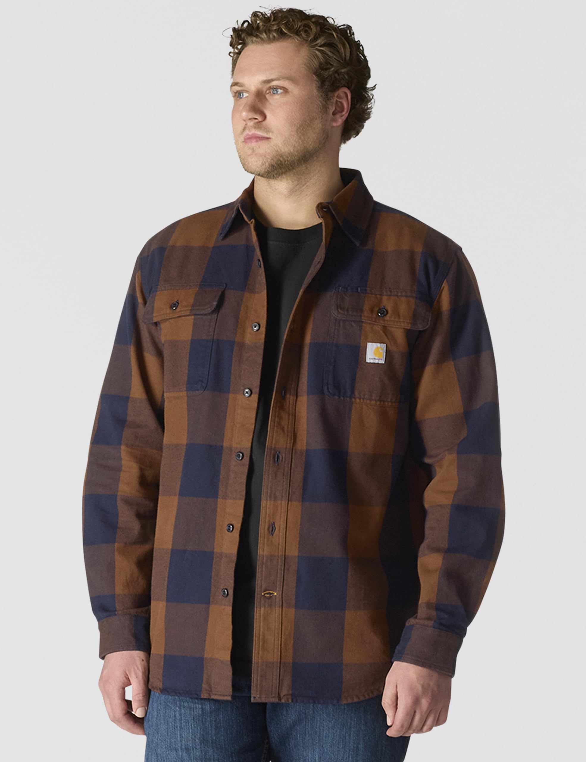 Carhartt Lässiger Schnitt Schweres Flanell Kariert Langarmhemd Herren Loose Fit Heavyweight Flannel Long-Sleeve Plaid Shirt (1 Set)