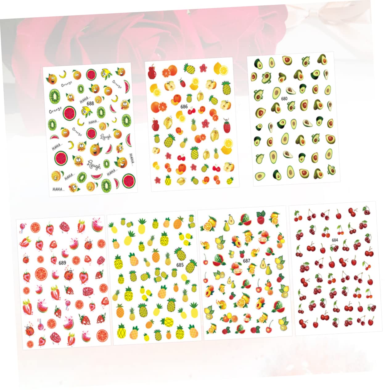 3 Set Adesivi Per Unghie Design Frutta Decorazioni Per Manicure Facili Applicare Per Feste E Speciali 12 Fogli*3