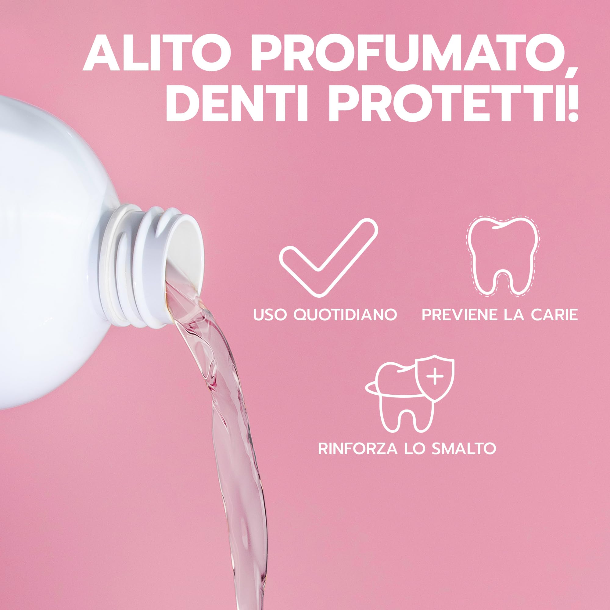 GELDIS Collutorio senza Alcool, Uso quotidiano con Fluoro, Aloe Vera ed Equiseto, Protezione contro Carie e Azione Lenitiva Senza Coloranti, 500 ml