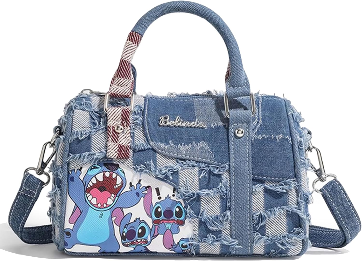 Cute Womens Purses and Handbags, Blue Denim Shoulder Bag Cartoon Crossbody Bags With Detachable Strap