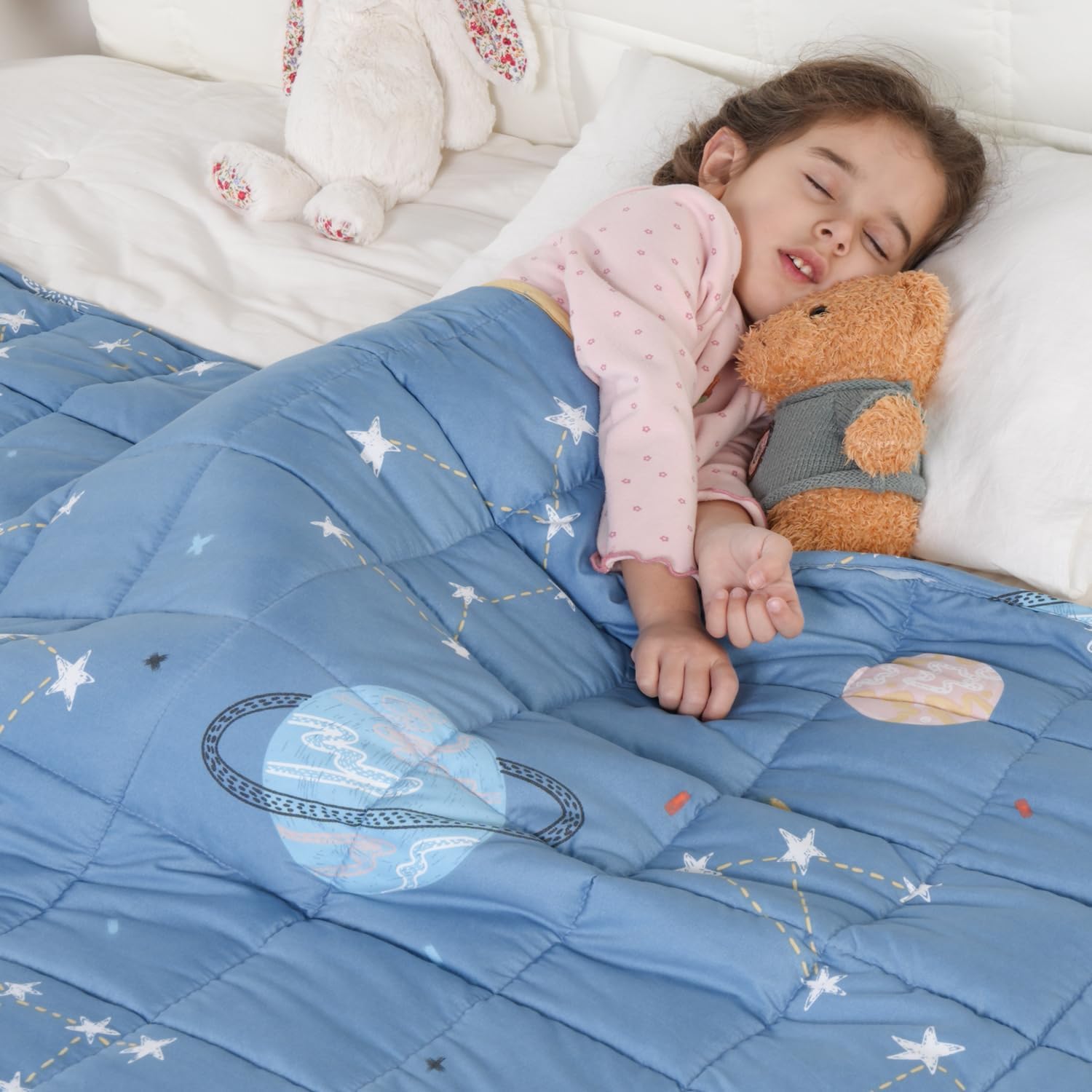 Kivik Weighted Blanket 3lbs, 36" x 48", Blue Moon Stars Heavy Throw Blankets, All-Season Breathable Soft Cute, Calming & Sleep, Machine Washable