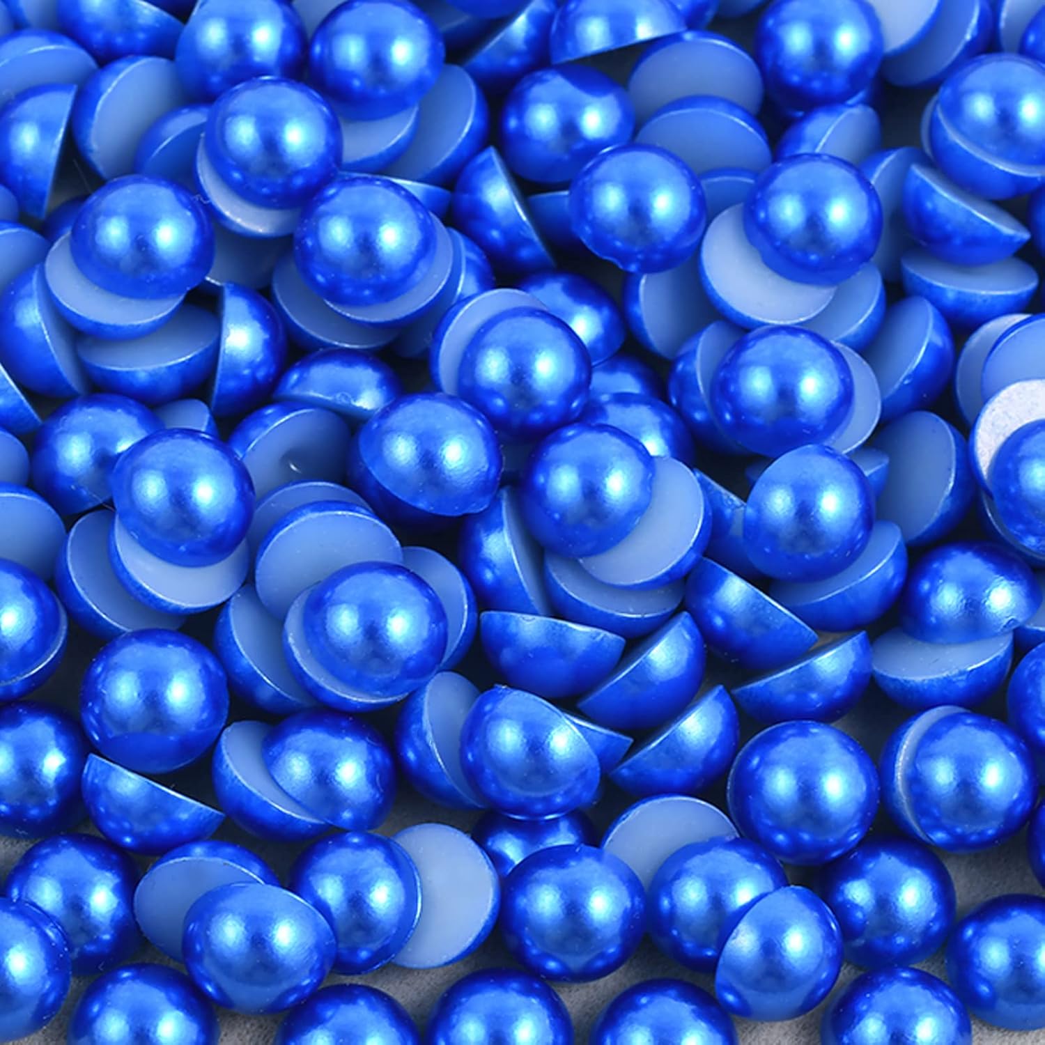 500PCS Flat Back Half Round Pearls, 10mm Blue Half Round Flatback Pearls Gems Beads for Crafts, Flat Back Half Pearls for Craft Projects, Jewelry Making, Shoes, Cup, Nail Art Decoration
