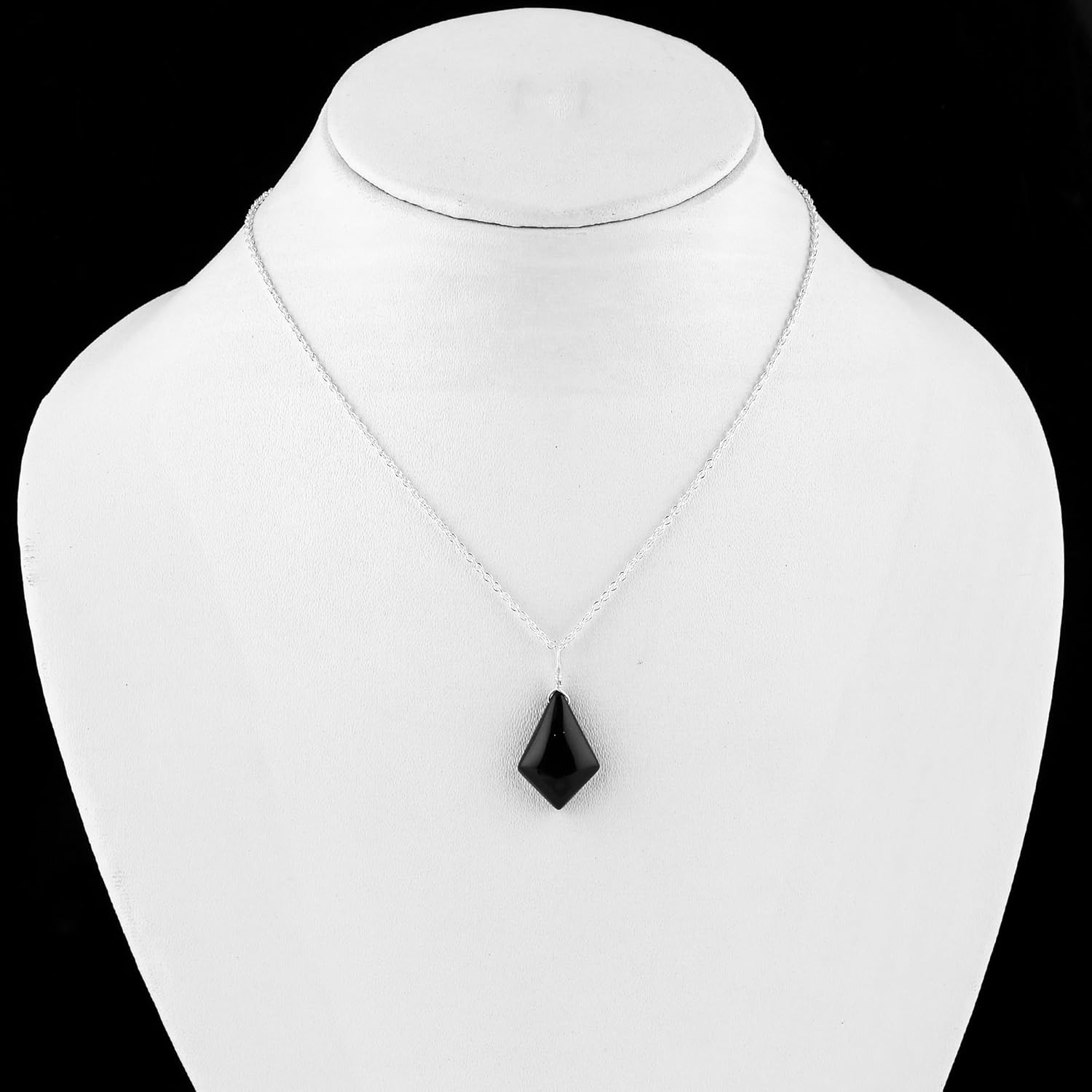 Natural Black Onyx Gemstone Pendant Necklace, Adjustable Silver Chain, Handmade Dainty Jewelry, Healing Crystal, Cabochon Stone, Gift for Women, Size 18inch - Image 5