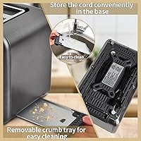 Vista 6 de SEEDEEM Tostadora de 2 rebanadas, tostadora de pan de acero inoxidable, pantalla LCD, 7 ajustes de tostado, ranuras de 1.4 pulgadas de ancho