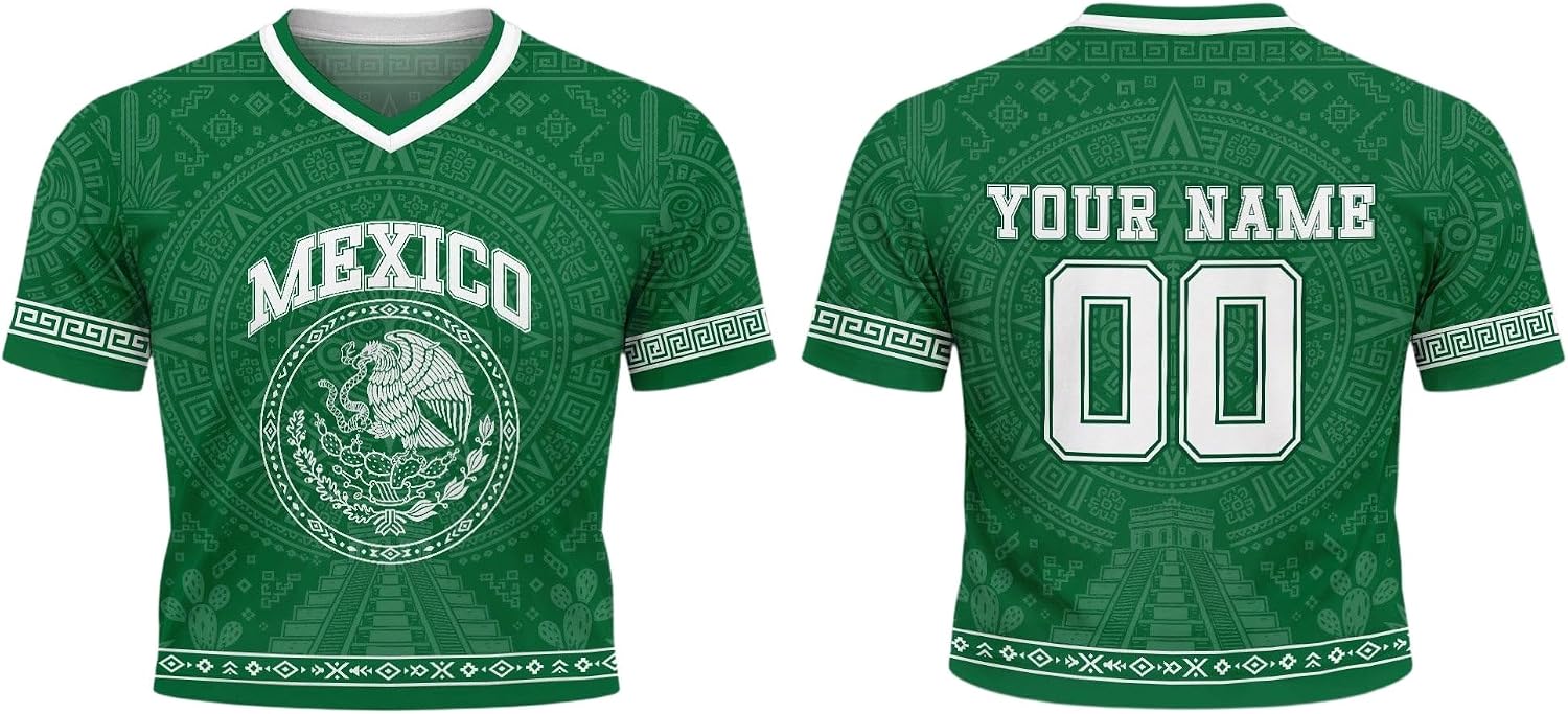 Custom Mexico Soccer Crop Top Jersey for Women, Personalized Mexican Football Fan Shirt, Festival Tee, Game Day Outfit 4