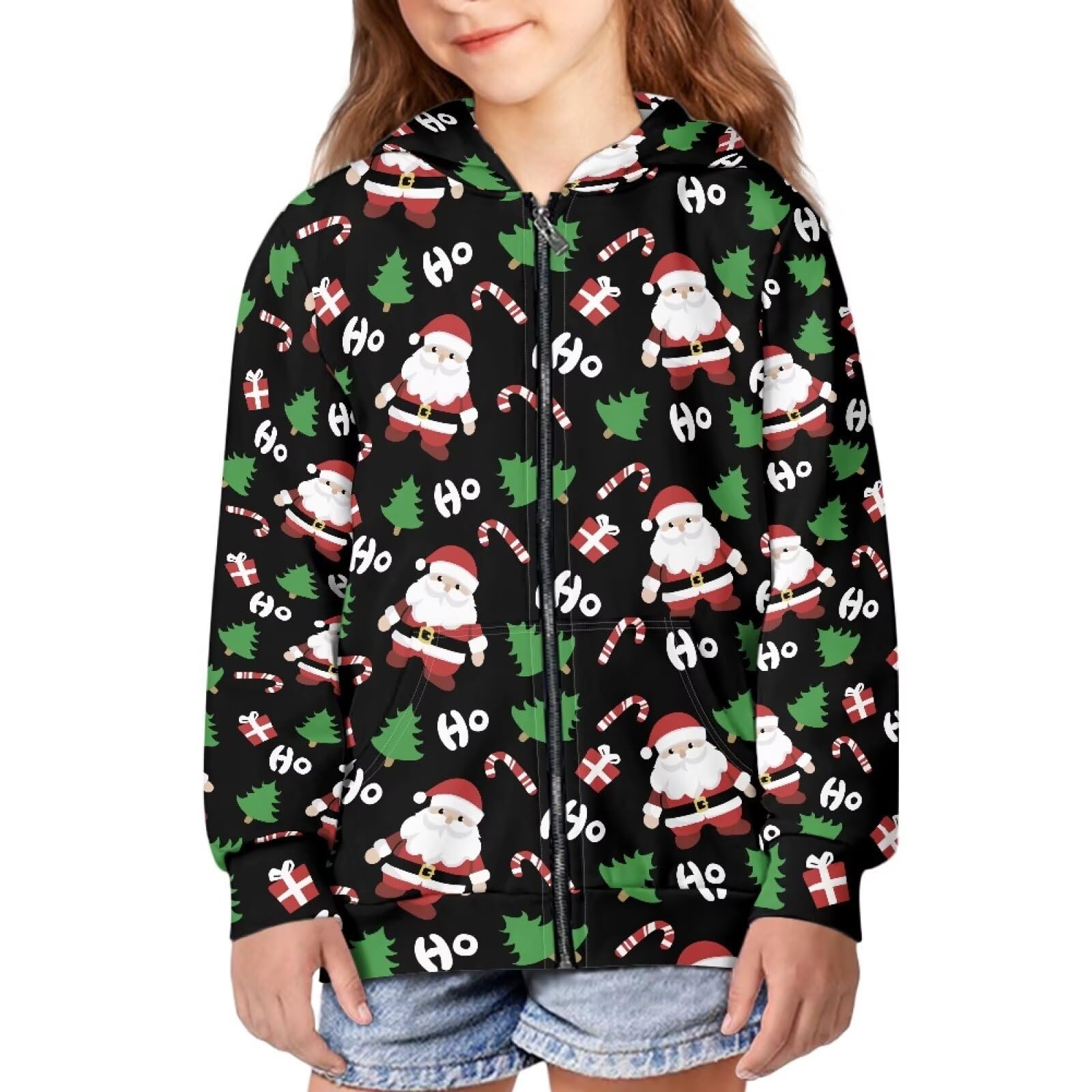 Unisex Zipper Sweatshirt Boys Girls Hooded with 2 Pocket Pullover Hoodies for 6-16Y Kids