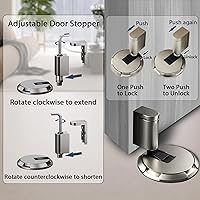 Vista 4 de HOOFUS Tope de Puerta de Piso Mecánico sin Imán, Soporte de Puerta Ajustable, para Espacios de Puerta de hasta 0.75 Pulgadas de Altura, Sin Clavos