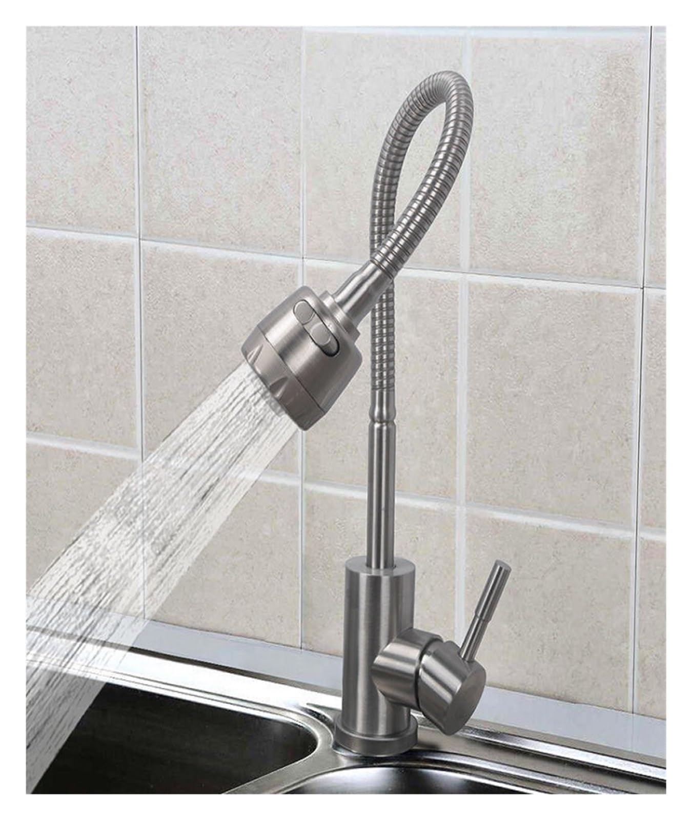 Robinet de cuisine en acier inoxydable 304 durable avec flexible de 80cm