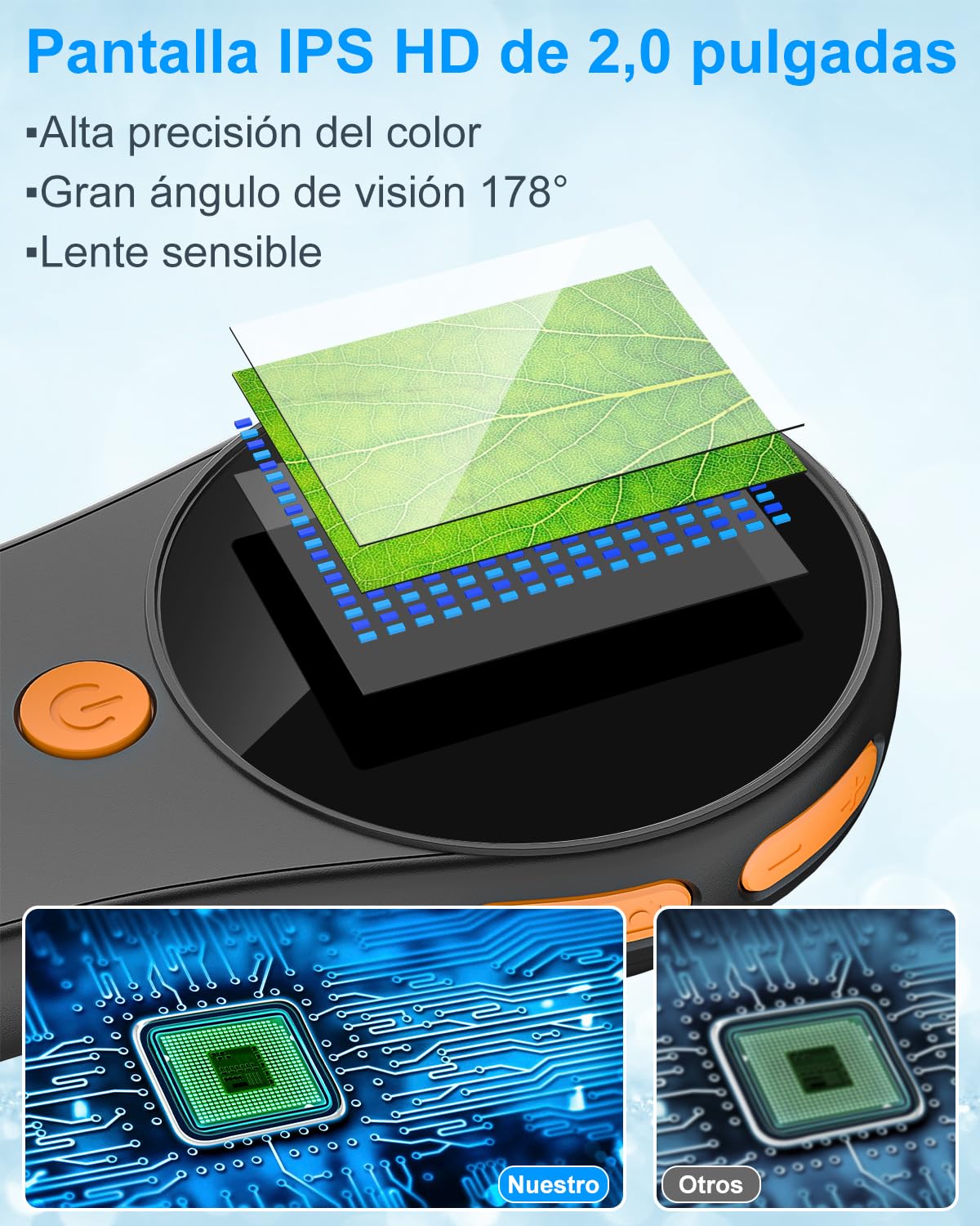 Microscopio para niños, Vankarr microscopio de Mano 500X con Pantalla IPS 2,0", Juguete Educativo de Bolsillo para el Mundo microscópico, para Ciencia, cumpleaños y Navidad, Negro