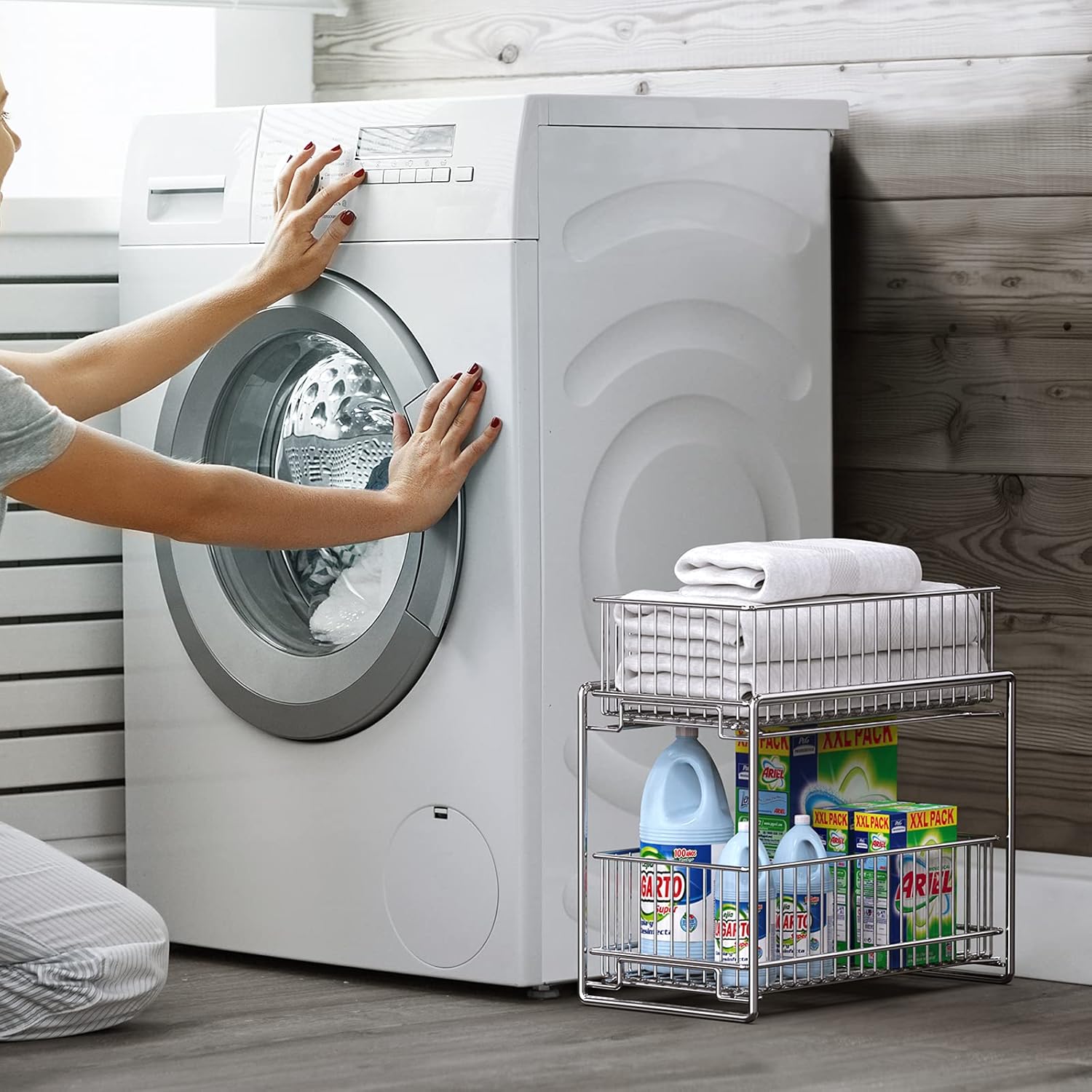 Under Sink Organizer, 2-Tier Cabinet Organizer for Kitchen/Bathroom Countertop Organizer with Pull Out Basket Sliding Storage Drawer for Cupboard Cabinet - SGPOR01S by STEELGEAR