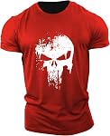 ReedCA Punishment Skull - Mens Bodybuilding T-Shirts Fashion Casual Fitness Tee Slim Fit Gym Short Sleeve