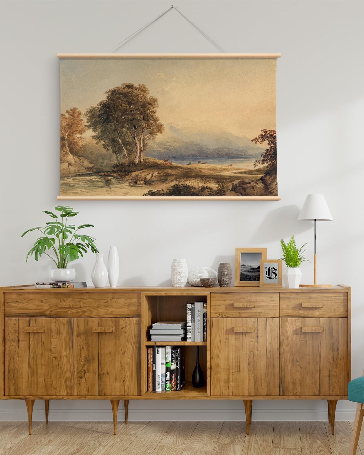 HUARCEY Extra Large Landscape Canvas Wall Art 36x54 Inch, Vintage Lake and Tree Painting Wall Decor, Classic Nature Artwork for Living Room, Bedroom, Office, Farmhouse Home, Ready to Hang