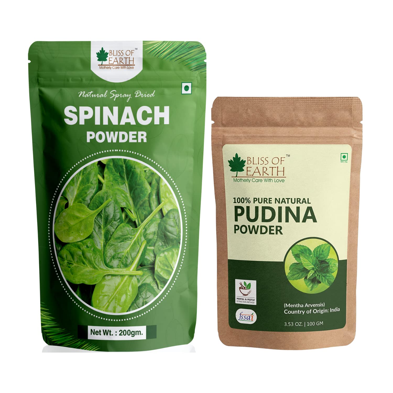 Buy Bliss of Earth 200gm Spinach Powder + Pudina Powder (Mint Powder