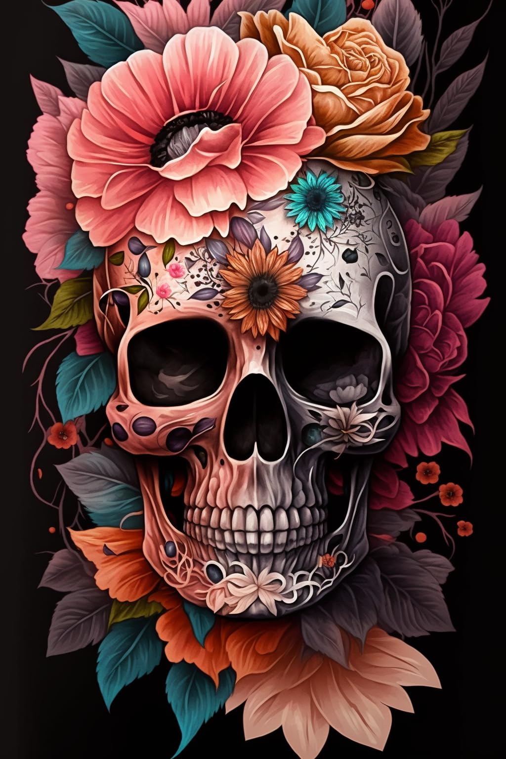 Amazon.com: 500 Pieces Flower Tattoo Skull Puzzles for Adults