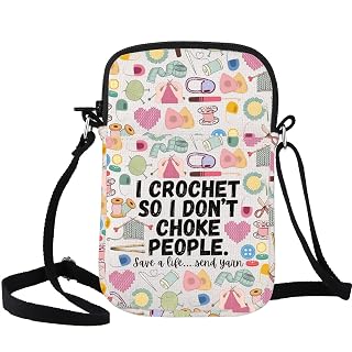 WCGXKO Funny Crochet Gift I Crochet So I Don't Choke People Save A Life Send Yarn Crossbody Bag Mother’s Day Merch