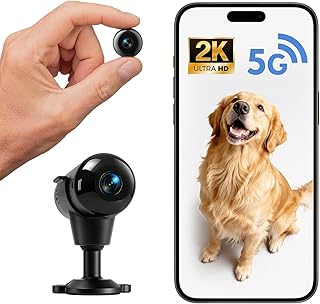 Mini Kamera 5G WLAN, 2K HD Überwachungskamera Live Übertragung Handy mit Kostenlosem Cloud-Speicher, Bewegungserkennung & Nachtsicht, Kabellose Kamera mit Akku, Offline-Aufnahme auf SD-Karte