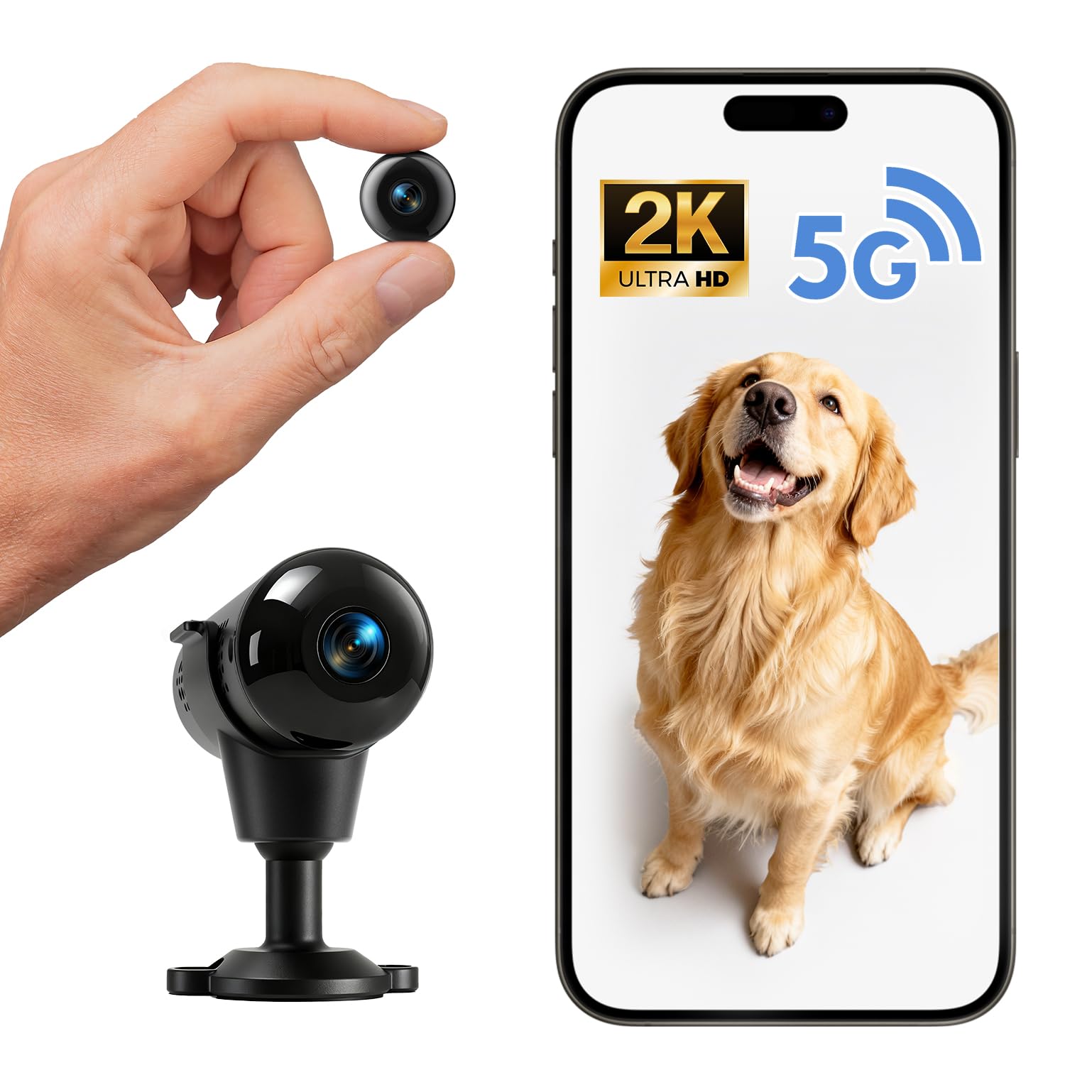 Hidden Camera 5G WiFi Mini Nanny Cam with Free Cloud 2K HD Wireless Camera Supports Offline Recording Motion