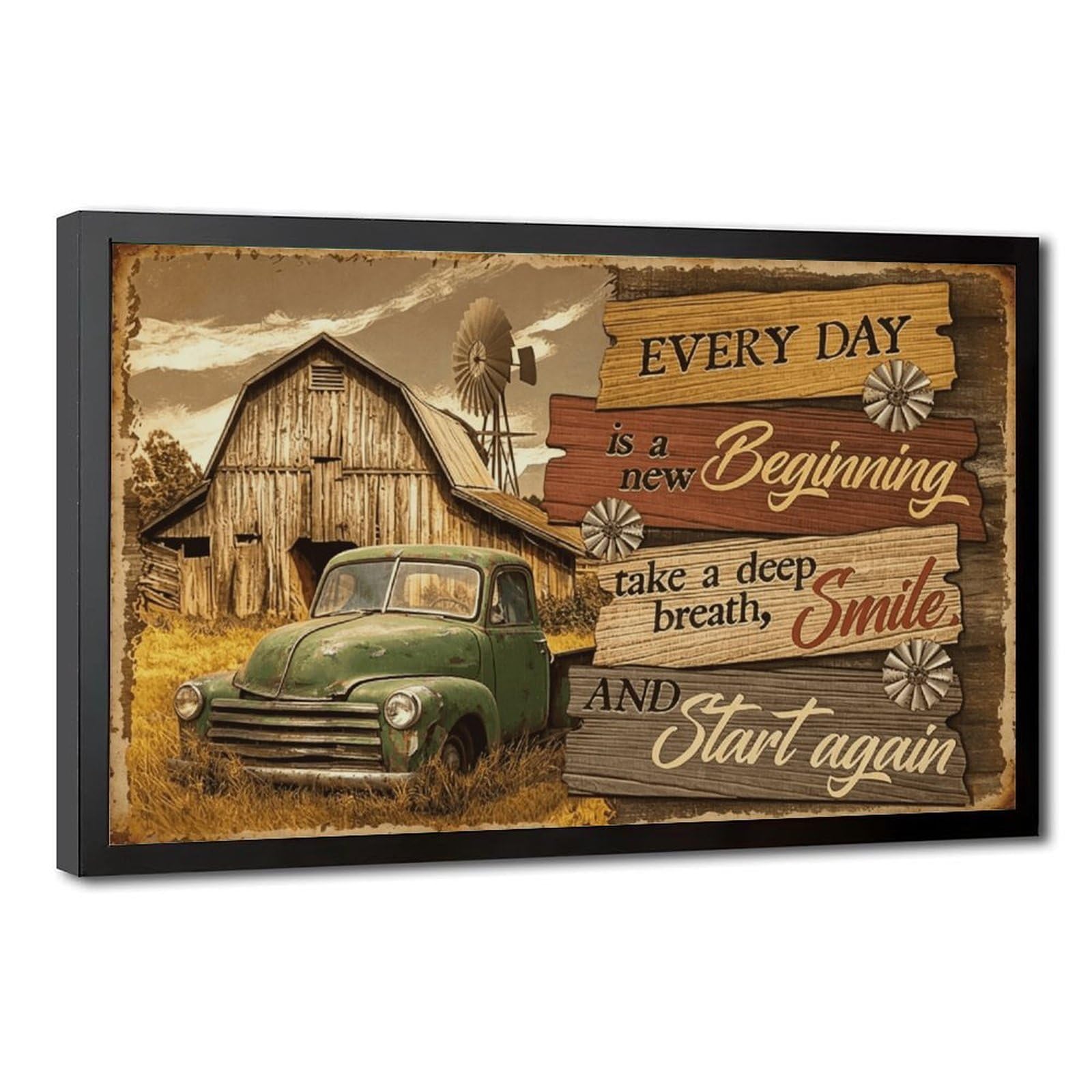 DFHJL Retro Barn And Windmill Poster Canvas Poster for Dorm Room Decor Gift